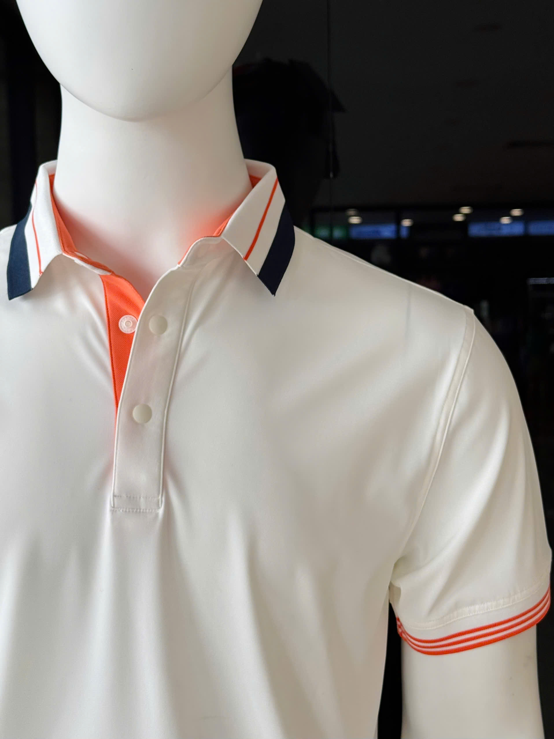 Áo nam Passio - Trắng bo xanh cam